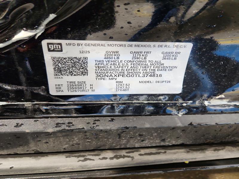 Продажа на аукционе авто 2026 Chevrolet Equinox, vin: 3GNAXPEG0TL374816, номер лота: 59652666