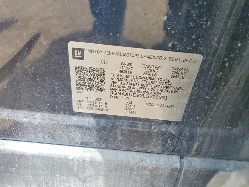 Aukcja sprzedaży 2020 Chevrolet Equinox, vin: 3GNAXUEV2LS700361, numer aukcji: 85461605