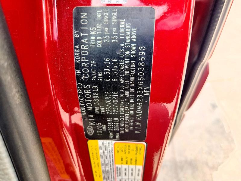 Aukcja sprzedaży 2006 Kia Sedona, vin: KNDMB233X66038693, numer aukcji: 59013676