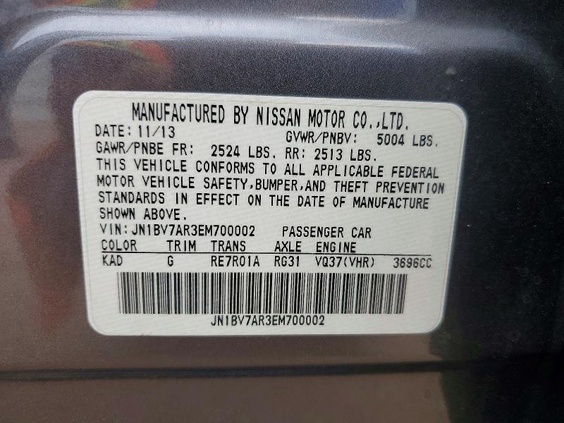 63005736 :رقم المزاد ، JN1BV7AR3EM700002 vin ، 2014 Infiniti Q50 مزاد بيع