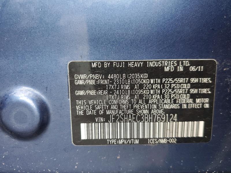 Продажа на аукционе авто 2011 Subaru Forester, vin: JF2SHAEC3BH769124, номер лота: 63033826