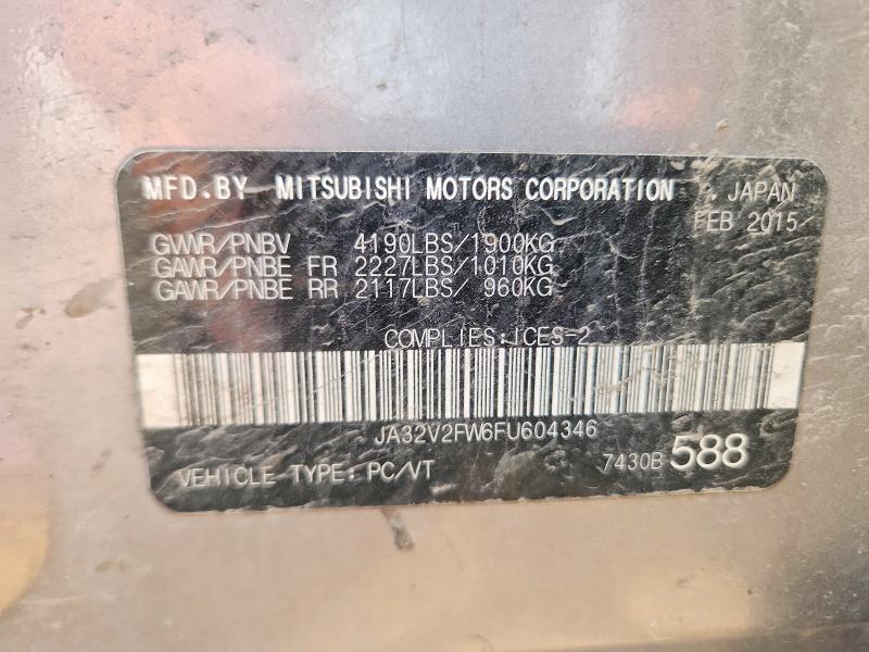 2015 Mitsubishi Lancer მანქანა იყიდება აუქციონზე, vin: JA32V2FW6FU604346, აუქციონის ნომერი: 63564716