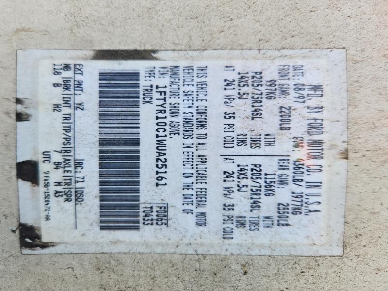 1998 Ford Ranger მანქანა იყიდება აუქციონზე, vin: 1FTYR10C1WUA25161, აუქციონის ნომერი: 61934996