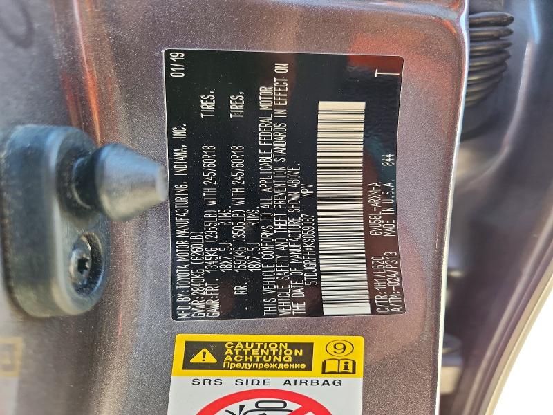 Продажа на аукционе авто 2019 Toyota Highlander Hybrid, vin: 5TDJGRFHXKS059087, номер лота: 61090596
