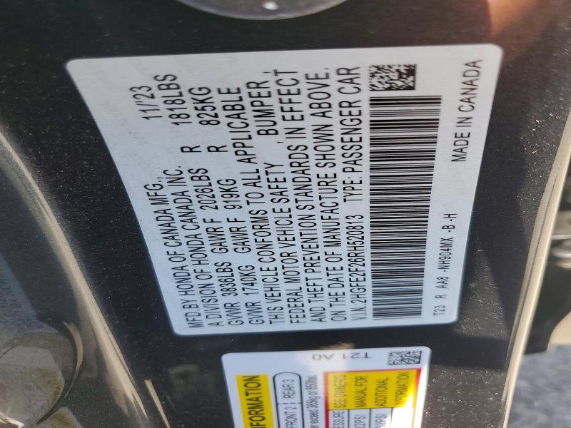 59732376 :رقم المزاد ، 2HGFE2F26RH520813 vin ، 2024 Honda Civic مزاد بيع
