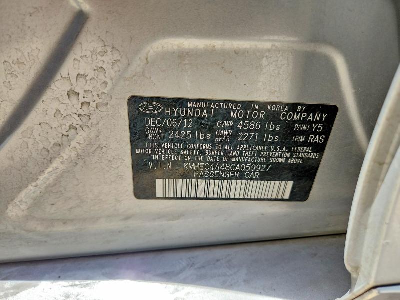 Продажа на аукционе авто 2012 Hyundai Sonata, vin: KMHEC4A48CA059927, номер лота: 60639286