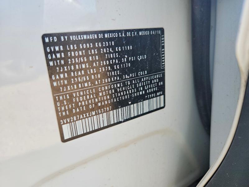 Продаж на аукціоні авто 2018 Volkswagen Tiguan, vin: 3VV2B7AXXJM153797, номер лоту: 60497166