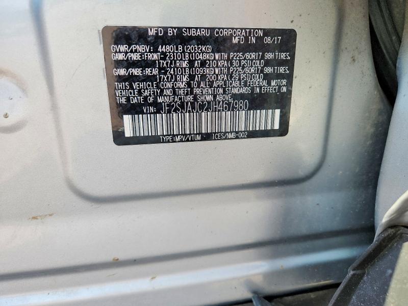 Продаж на аукціоні авто 2018 Subaru Forester, vin: JF2SJAJC2JH467980, номер лоту: 60715566