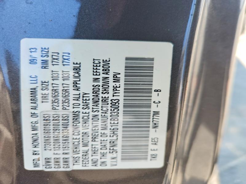 Aukcja sprzedaży 2014 Honda Odyssey, vin: 5FNRL5H61EB035093, numer aukcji: 61578916