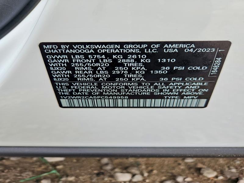 2023 Volkswagen Atlas მანქანა იყიდება აუქციონზე, vin: 1V2WR2CA5PC549958, აუქციონის ნომერი: 62766106