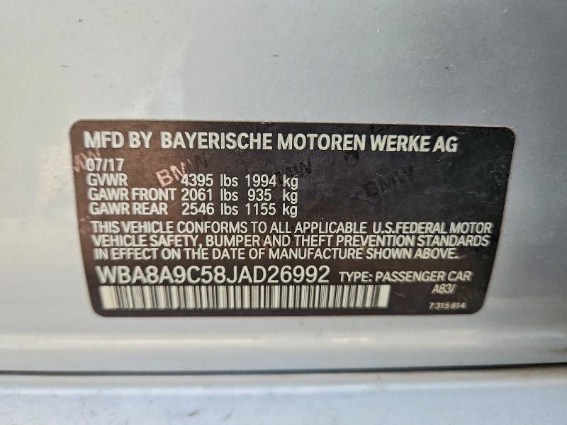 2018 Bmw 320 მანქანა იყიდება აუქციონზე, vin: WBA8A9C58JAD26992, აუქციონის ნომერი: 60769916