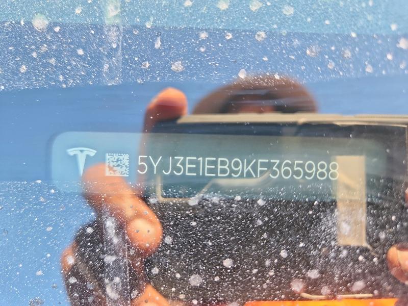 2019 Tesla Model 3 მანქანა იყიდება აუქციონზე, vin: 5YJ3E1EB9KF365988, აუქციონის ნომერი: 60227466