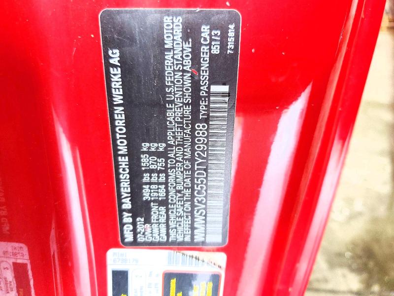 2013 Mini Cooper მანქანა იყიდება აუქციონზე, vin: WMWSV3C55DTY29988, აუქციონის ნომერი: 62213356