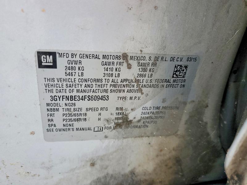 61083136 :رقم المزاد ، 3GYFNBE34FS609453 vin ، 2015 Cadillac Srx مزاد بيع