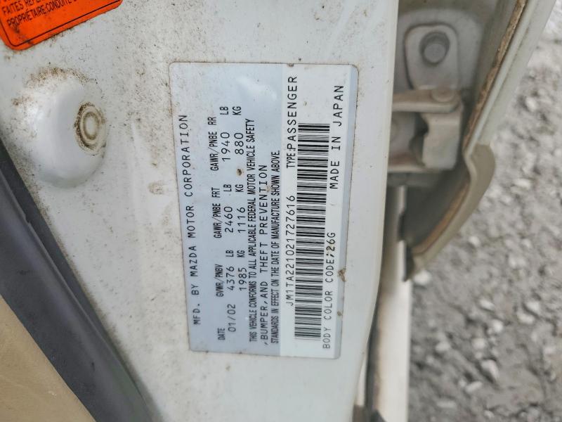 2002 Mazda Millenia მანქანა იყიდება აუქციონზე, vin: JM1TA221021727616, აუქციონის ნომერი: 61140166