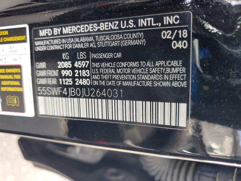 Продажа на аукционе авто 2018 Mercedes-benz C, vin: 55SWF4JB0JU264031, номер лота: 61000616
