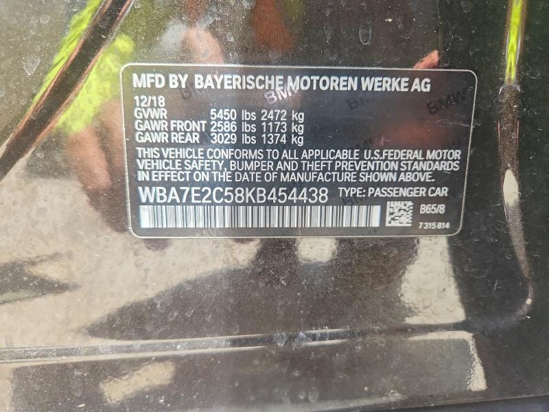 Продаж на аукціоні авто 2019 Bmw 740, vin: WBA7E2C58KB454438, номер лоту: 62744096