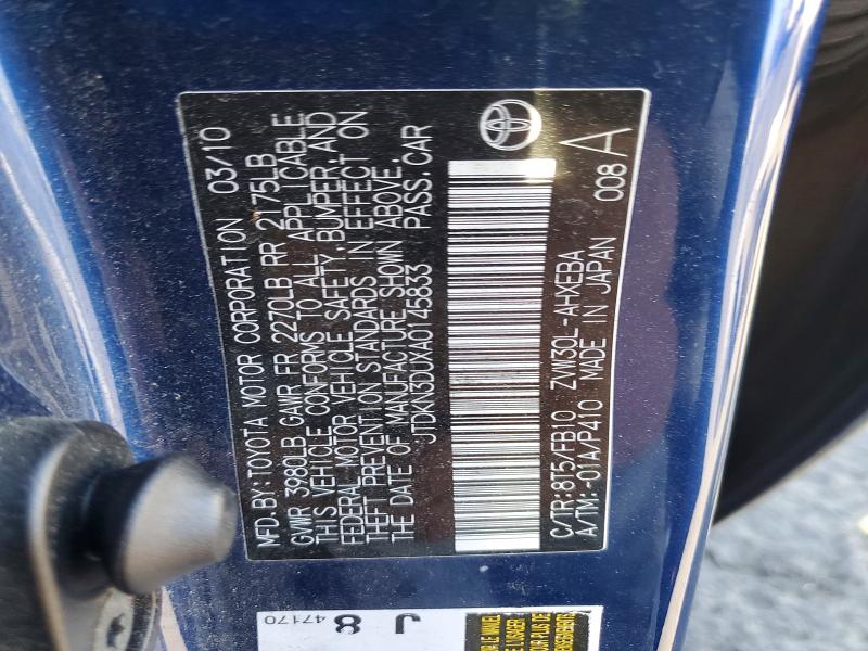 60856096 :رقم المزاد ، JTDKN3DUXA0145833 vin ، 2010 Toyota Prius مزاد بيع