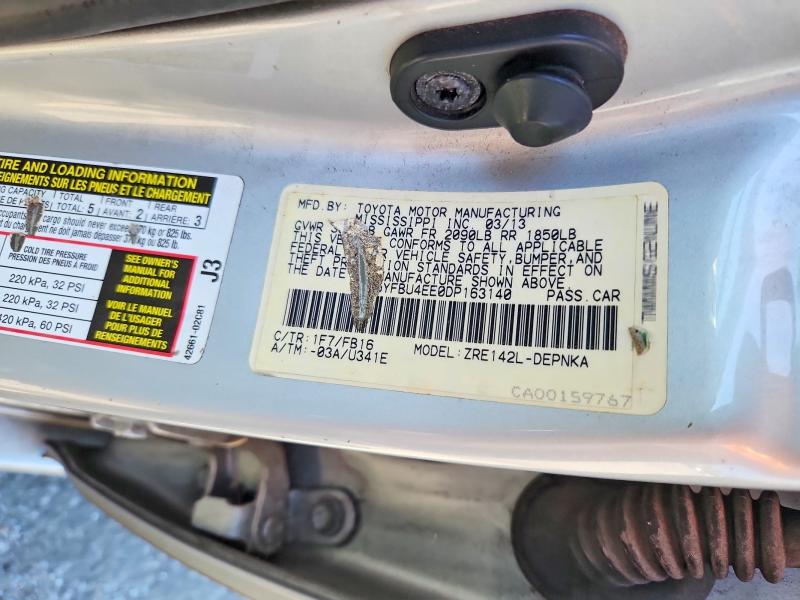 2013 Toyota Corolla მანქანა იყიდება აუქციონზე, vin: 5YFBU4EE0DP163140, აუქციონის ნომერი: 59731006