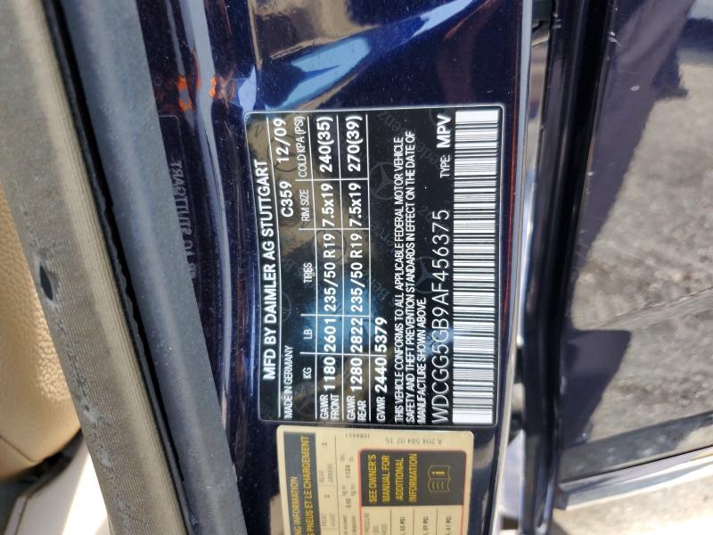 2010 Mercedes-benz Glk მანქანა იყიდება აუქციონზე, vin: WDCGG5GB9AF456375, აუქციონის ნომერი: 62613496