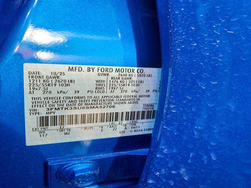 60395086 :رقم المزاد ، 3FMTK3SU6SMA52706 vin ، 2025 Ford Mustang Mach-e مزاد بيع