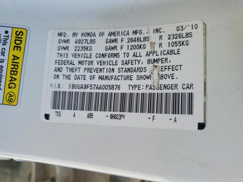 2010 Acura Tl მანქანა იყიდება აუქციონზე, vin: 19UUA9F57AA005876, აუქციონის ნომერი: 59715106