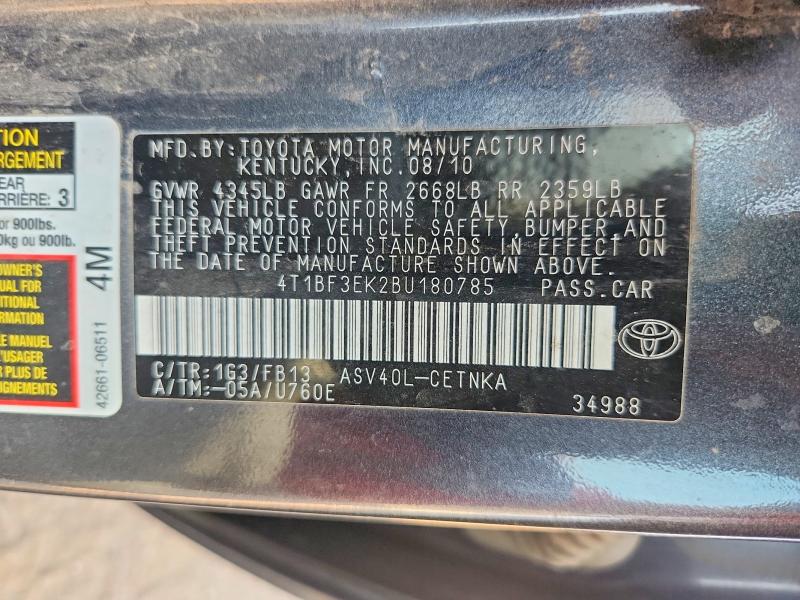 Продаж на аукціоні авто 2011 Toyota Camry, vin: 4T1BF3EK2BU180785, номер лоту: 60125976