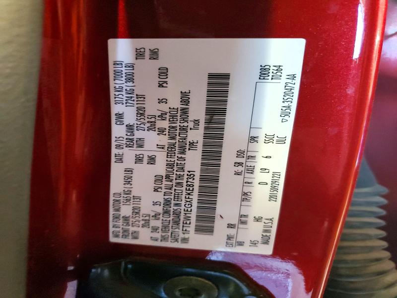 Aukcja sprzedaży 2015 Ford F150, vin: 1FTEW1EGXFKE87351, numer aukcji: 59356516