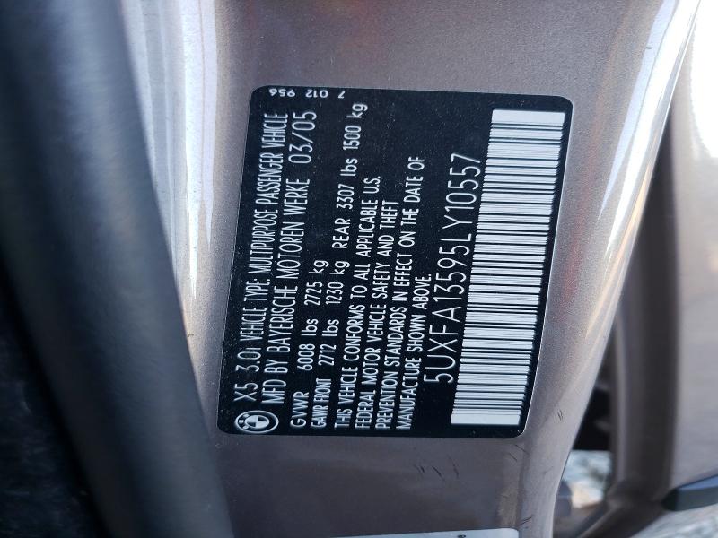 Aukcja sprzedaży 2005 Bmw X5, vin: 5UXFA13595LY10557, numer aukcji: 63400016