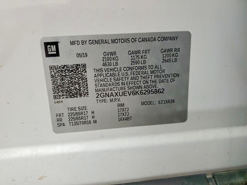 Продажа на аукционе авто 2019 Chevrolet Equinox, vin: 2GNAXUEV6K6295862, номер лота: 61783076