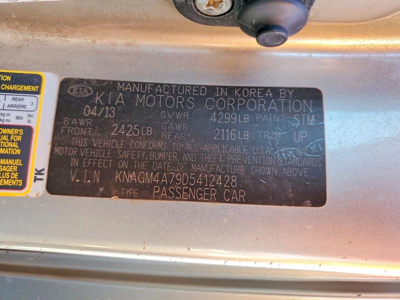 59849476 :رقم المزاد ، KNAGM4A79D5412428 vin ، 2013 Kia Optima مزاد بيع