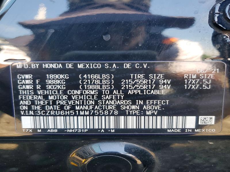 Продажа на аукционе авто 2021 Honda Hr-v, vin: 3CZRU6H51MM755878, номер лота: 59576156