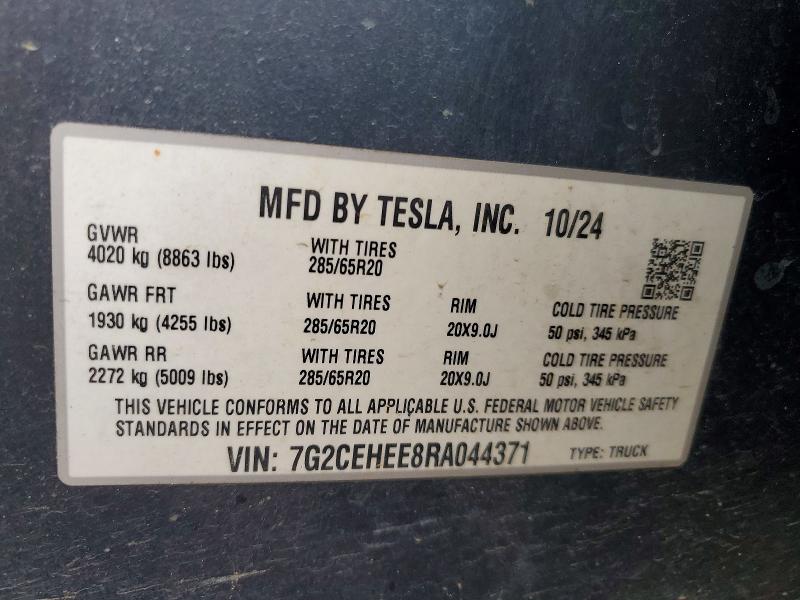 Продаж на аукціоні авто 2024 Tesla Cybertruck, vin: 7G2CEHEE8RA044371, номер лоту: 60830086