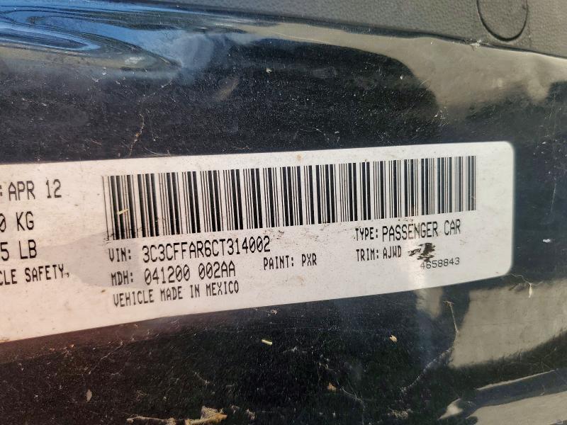 Aukcja sprzedaży 2012 Fiat 500, vin: 3C3CFFAR6CT314002, numer aukcji: 61600976