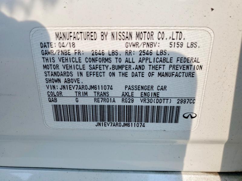 Продаж на аукціоні авто 2018 Infiniti Q50, vin: JN1EV7AR0JM611074, номер лоту: 60068746