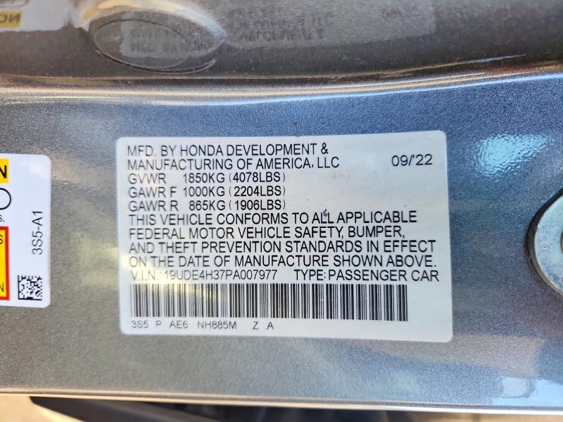 2023 Acura Integra მანქანა იყიდება აუქციონზე, vin: 19UDE4H37PA007977, აუქციონის ნომერი: 62302176