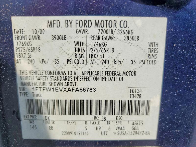 Aukcja sprzedaży 2010 Ford F150, vin: 1FTFW1EVXAFA66783, numer aukcji: 60914616