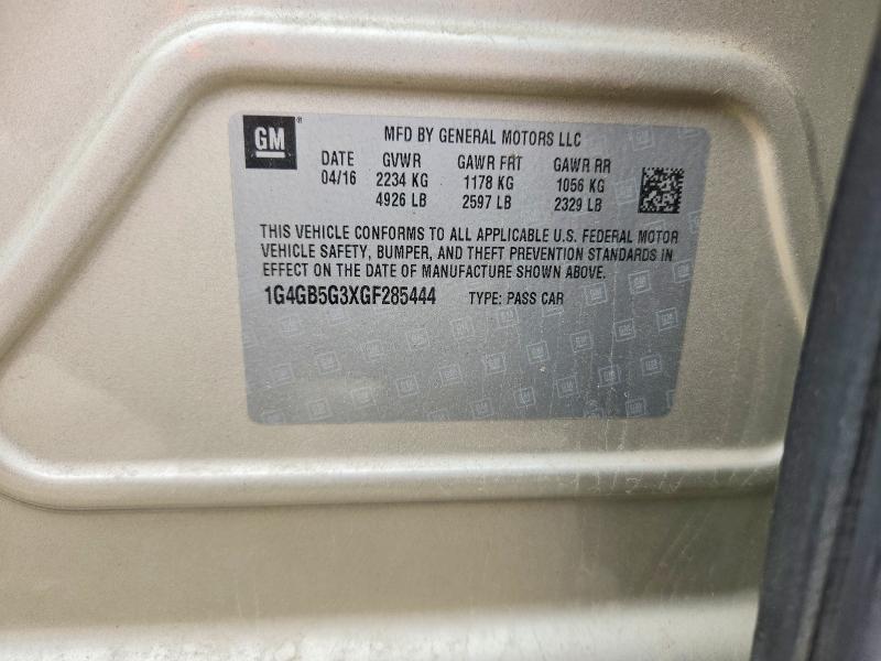 2016 Buick Lacrosse მანქანა იყიდება აუქციონზე, vin: 1G4GB5G3XGF285444, აუქციონის ნომერი: 62591126