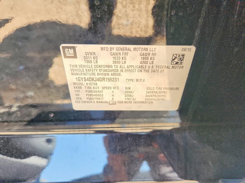 2016 Cadillac Escalade მანქანა იყიდება აუქციონზე, vin: 1GYS4DKJ4GR156231, აუქციონის ნომერი: 60486296