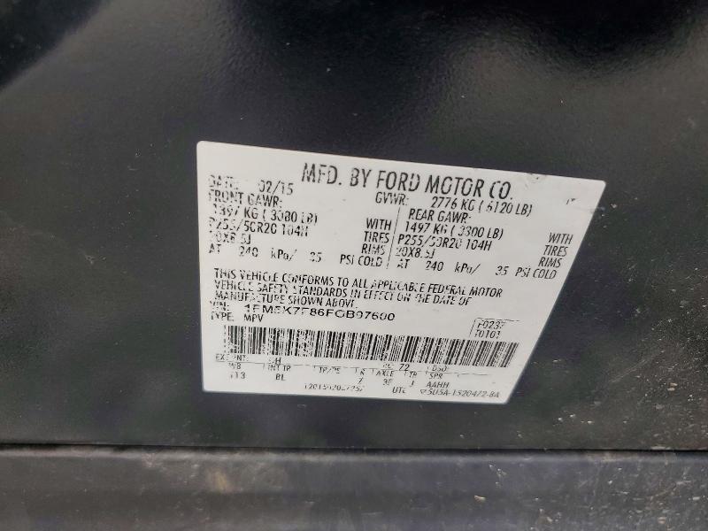 2015 Ford Explorer მანქანა იყიდება აუქციონზე, vin: 1FM5K7F86FGB97600, აუქციონის ნომერი: 62121406