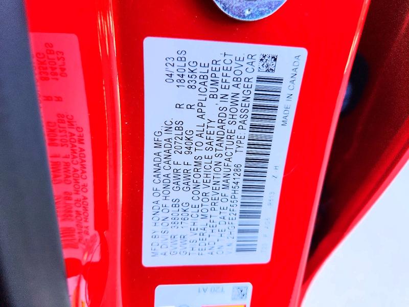 Продаж на аукціоні авто 2023 Honda Civic, vin: 2HGFE2F55PH541286, номер лоту: 61681066