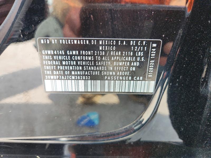Aukcja sprzedaży 2012 Volkswagen Jetta, vin: 3VWBP7AJ7CM362832, numer aukcji: 61595656