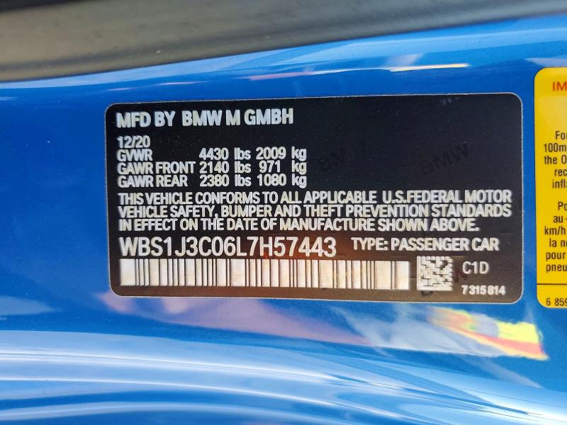 Продаж на аукціоні авто 2020 Bmw M2, vin: WBS1J3C06L7H57443, номер лоту: 62691396