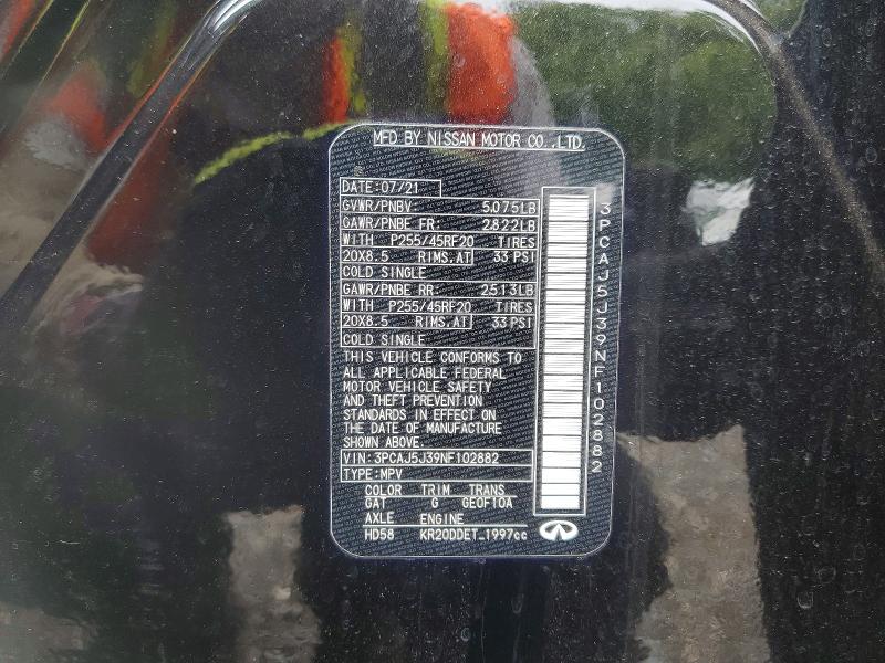 Aukcja sprzedaży 2022 Infiniti Qx55, vin: 3PCAJ5J39NF102882, numer aukcji: 59787886