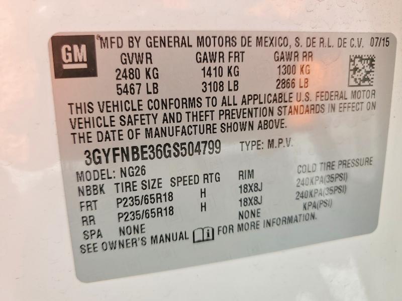 Продаж на аукціоні авто 2016 Cadillac Srx, vin: 3GYFNBE36GS504799, номер лоту: 61200636