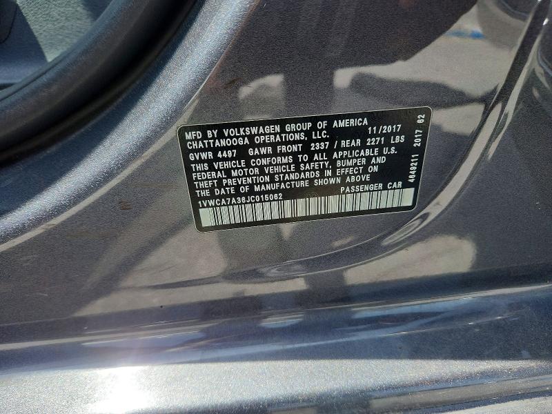 62356756 :رقم المزاد ، 1VWCA7A36JC015062 vin ، 2018 Volkswagen Passat مزاد بيع