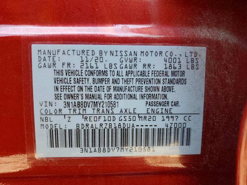Продаж на аукціоні авто 2021 Nissan Sentra, vin: 3N1AB8DV7MY210581, номер лоту: 61286006