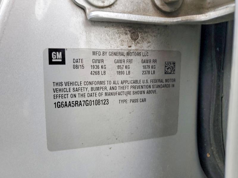 61945376 :رقم المزاد ، 1G6AA5RA7G0108123 vin ، 2016 Cadillac Ats مزاد بيع