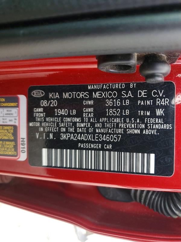 2020 Kia Rio მანქანა იყიდება აუქციონზე, vin: 3KPA24ADXLE346057, აუქციონის ნომერი: 63559626