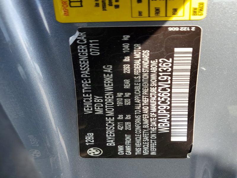61892526 :رقم المزاد ، WBAUP9C56CVL91362 vin ، 2012 Bmw 128 مزاد بيع